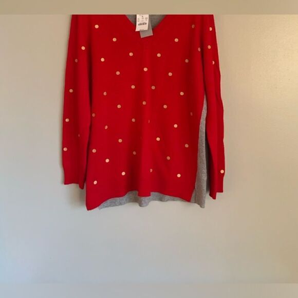 JCrew Red & Gold Women’s Sweater V-neck LP - Picture 16 of 16